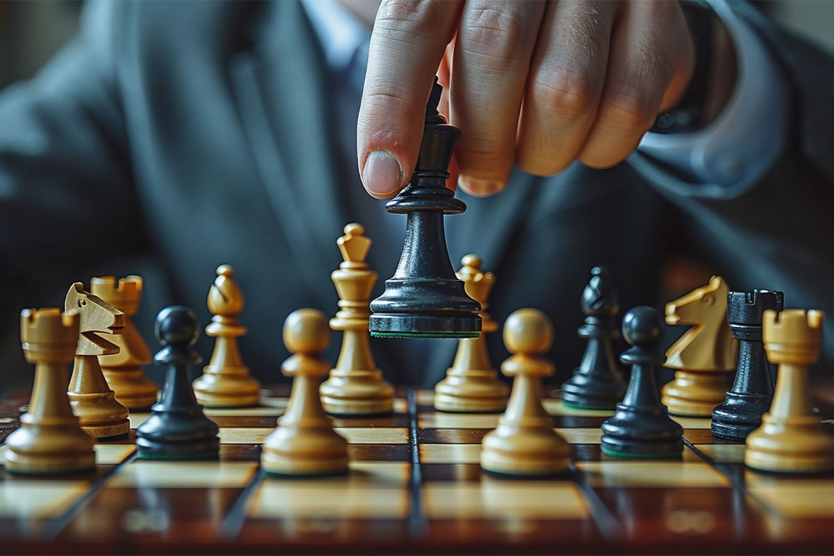 Elderly person playing chess