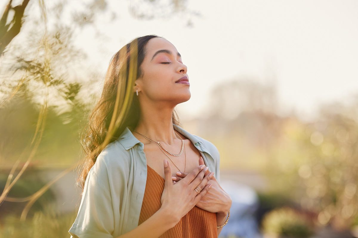 Woman feeling peaceful