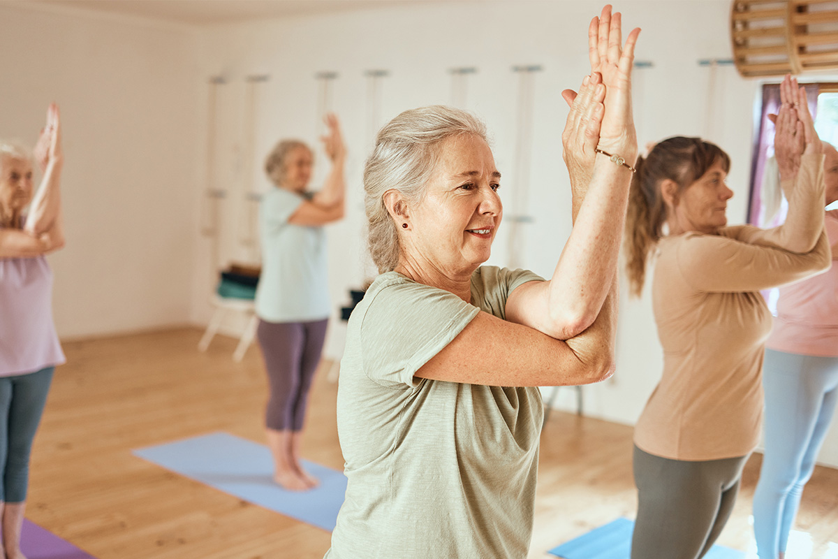 woman doing a yoga class